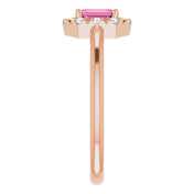 14K Rose Natural Pink Tourmaline & 1/8 CTW Natural Diamond French-Set Halo-Style Ring