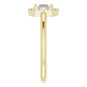14K Yellow Natural White Sapphire & 1/8 CTW Natural Diamond French-Set Halo-Style Ring