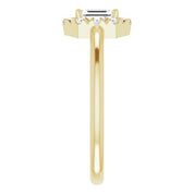 14K Yellow Natural White Sapphire & 1/8 CTW Natural Diamond French-Set Halo-Style Ring