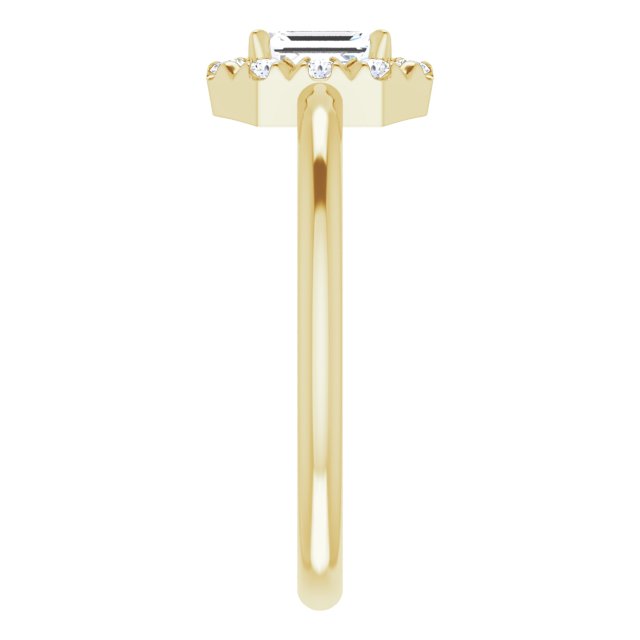 14K Yellow Natural White Sapphire & 1/8 CTW Natural Diamond French-Set Halo-Style Ring