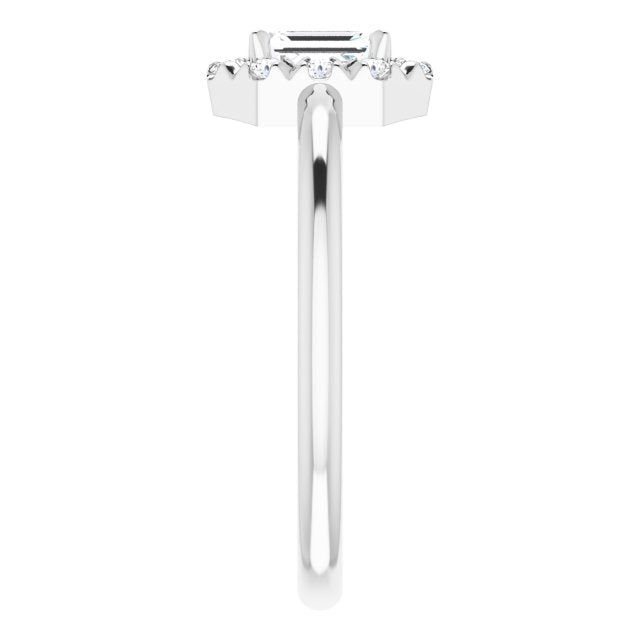 Platinum Natural White Sapphire & 1/8 CTW Natural Diamond French-Set Halo-Style Ring