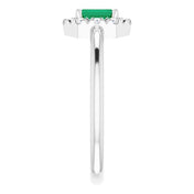 Platinum Natural Emerald & 1/8 CTW Natural Diamond French-Set Halo-Style Ring