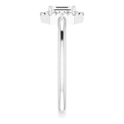 Sterling Silver Natural White Sapphire & 1/8 CTW Natural Diamond French-Set Halo-Style Ring