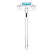 Platinum Natural Blue Zircon & 1/8 CTW Natural Diamond French-Set Halo-Style Ring