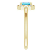 14K Yellow Natural Blue Zircon & 1/8 CTW Natural Diamond French-Set Halo-Style Ring