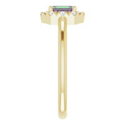 14K Yellow Lab-Grown Alexandrite & 1/8 CTW Natural Diamond French-Set Halo-Style Ring