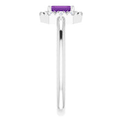 14K White Natural Amethyst & 1/8 CTW Natural Diamond French-Set Halo-Style Ring