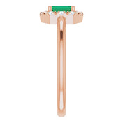 14K Rose Natural Emerald & 1/8 CTW Natural Diamond French-Set Halo-Style Ring