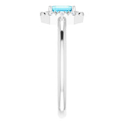 Sterling Silver Natural Aquamarine & 1/8 CTW Natural Diamond French-Set Halo-Style Ring