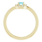 14K Yellow Natural Aquamarine & 1/8 CTW Natural Diamond French-Set Halo-Style Ring