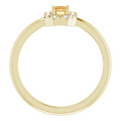 14K Yellow Natural Citrine & 1/8 CTW Natural Diamond French-Set Halo-Style Ring
