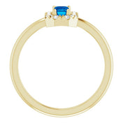 14K Yellow Natural Blue Sapphire & 1/8 CTW Natural Diamond French-Set Halo-Style Ring