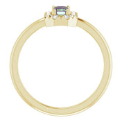 14K Yellow Lab-Grown Alexandrite & 1/8 CTW Natural Diamond French-Set Halo-Style Ring