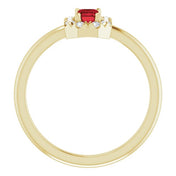 14K Yellow Natural Mozambique Garnet & 1/8 CTW Natural Diamond French-Set Halo-Style Ring