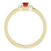 14K Yellow Natural Mozambique Garnet & 1/8 CTW Natural Diamond French-Set Halo-Style Ring