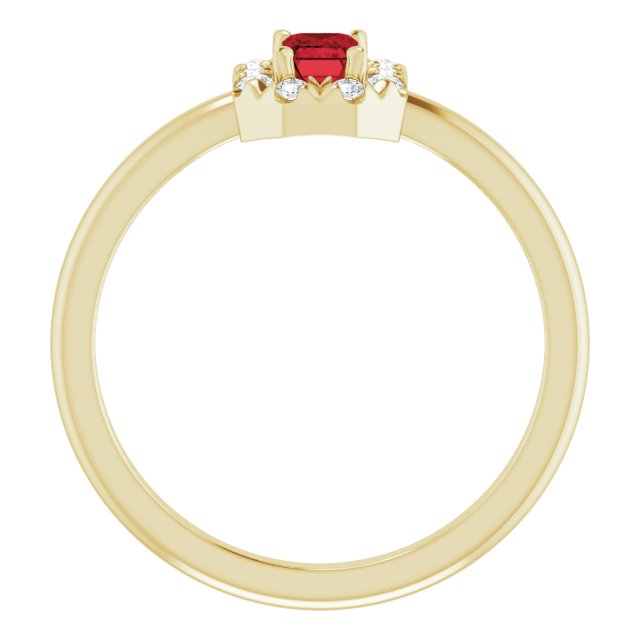 14K Yellow Natural Mozambique Garnet & 1/8 CTW Natural Diamond French-Set Halo-Style Ring