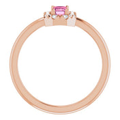 14K Rose Natural Pink Tourmaline & 1/8 CTW Natural Diamond French-Set Halo-Style Ring