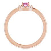 14K Rose Natural Pink Tourmaline & 1/8 CTW Natural Diamond French-Set Halo-Style Ring