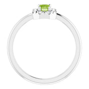 Platinum Natural Peridot & 1/8 CTW Natural Diamond French-Set Halo-Style Ring