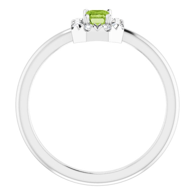 Platinum Natural Peridot & 1/8 CTW Natural Diamond French-Set Halo-Style Ring