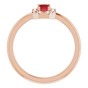 14K Rose Natural Mozambique Garnet & 1/8 CTW Natural Diamond French-Set Halo-Style Ring