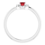 Platinum Natural Mozambique Garnet & 1/8 CTW Natural Diamond French-Set Halo-Style Ring