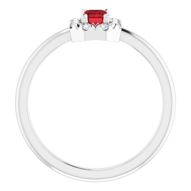 Platinum Natural Mozambique Garnet & 1/8 CTW Natural Diamond French-Set Halo-Style Ring