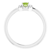 Sterling Silver Natural Peridot & 1/8 CTW Natural Diamond French-Set Halo-Style Ring