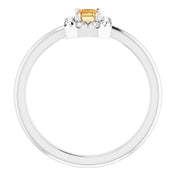 Platinum Natural Citrine & 1/8 CTW Natural Diamond French-Set Halo-Style Ring