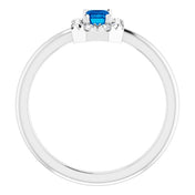 Platinum Natural Blue Sapphire & 1/8 CTW Natural Diamond French-Set Halo-Style Ring