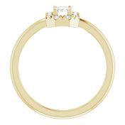 14K Yellow Natural White Sapphire & 1/8 CTW Natural Diamond French-Set Halo-Style Ring