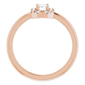 14K Rose Natural White Sapphire & 1/8 CTW Natural Diamond French-Set Halo-Style Ring