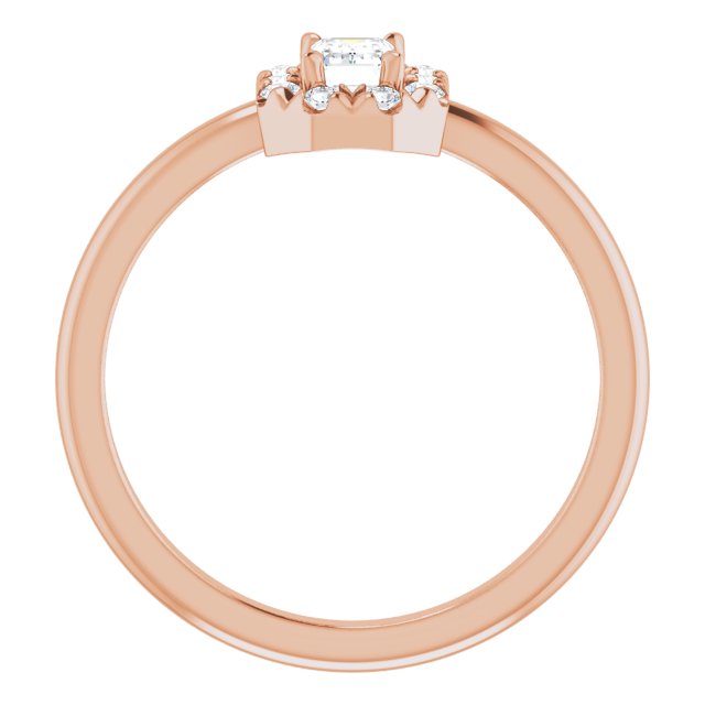 14K Rose Natural White Sapphire & 1/8 CTW Natural Diamond French-Set Halo-Style Ring