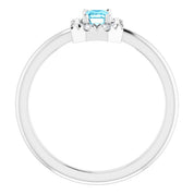 Sterling Silver Natural Aquamarine & 1/8 CTW Natural Diamond French-Set Halo-Style Ring