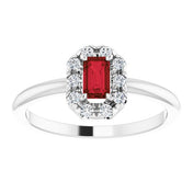 Sterling Silver Natural Mozambique Garnet & 1/8 CTW Natural Diamond French-Set Halo-Style Ring