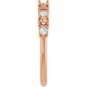 14K Rose 5-Stone 1/5 CTW Natural Diamond Semi-Set Family Stackable Ring