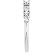 Platinum 5-Stone 1/5 CTW Natural Diamond Semi-Set Family Stackable Ring