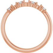 14K Rose 3-Stone 1/8 CTW Natural Diamond Semi-Set Family Stackable Ring