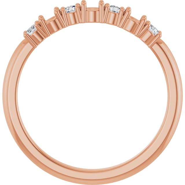 14K Rose 3-Stone 1/8 CTW Natural Diamond Semi-Set Family Stackable Ring