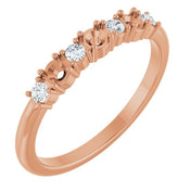14K Rose 3-Stone 1/8 CTW Natural Diamond Semi-Set Family Stackable Ring