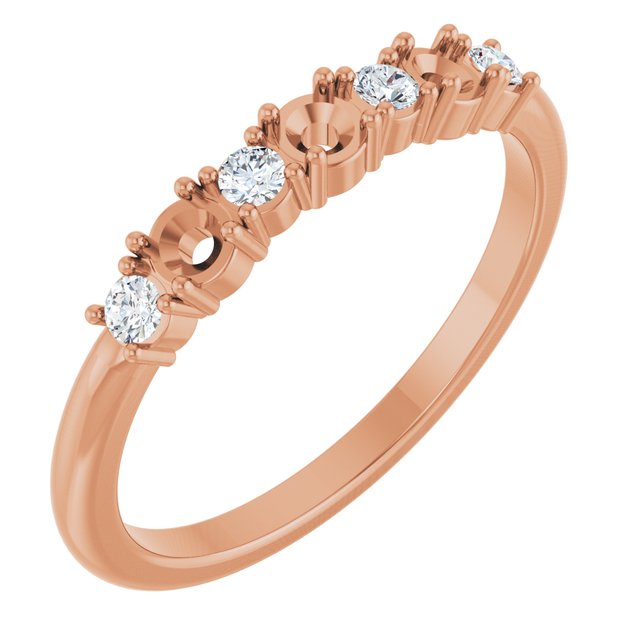 14K Rose 3-Stone 1/8 CTW Natural Diamond Semi-Set Family Stackable Ring