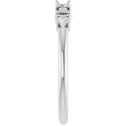 14K White 3-Stone 1/8 CTW Natural Diamond Semi-Set Family Stackable Ring