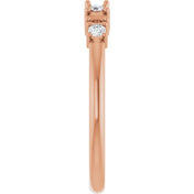14K Rose 3-Stone 1/8 CTW Natural Diamond Semi-Set Family Stackable Ring