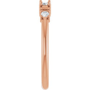 14K Rose 3-Stone 1/8 CTW Natural Diamond Semi-Set Family Stackable Ring