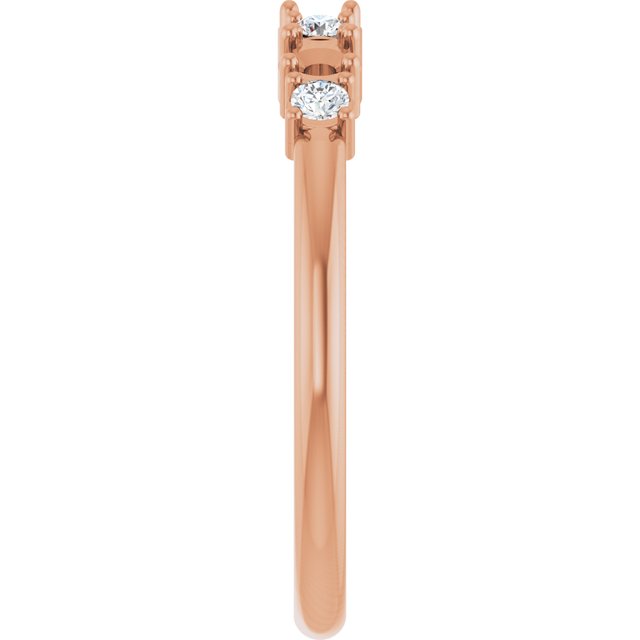 14K Rose 3-Stone 1/8 CTW Natural Diamond Semi-Set Family Stackable Ring