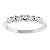 14K White 3-Stone 1/8 CTW Natural Diamond Semi-Set Family Stackable Ring