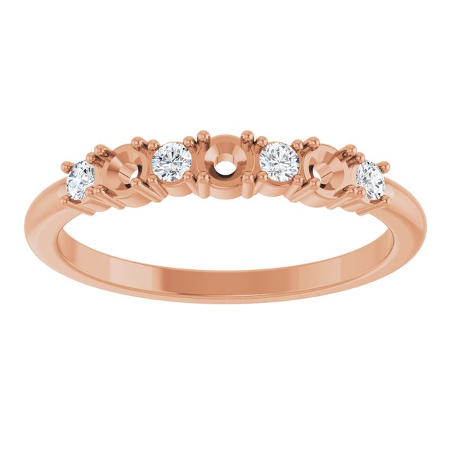 14K Rose 3-Stone 1/8 CTW Natural Diamond Semi-Set Family Stackable Ring