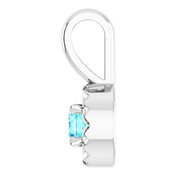 14K White 3 mm Natural Blue Zircon & .03 CTW Natural Diamond Halo-Style Pendant