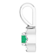 14K White 3 mm Natural Emerald & .03 CTW Natural Diamond Halo-Style Pendant