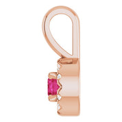 14K Rose 3 mm Natural Ruby & .03 CTW Natural Diamond Halo-Style Pendant